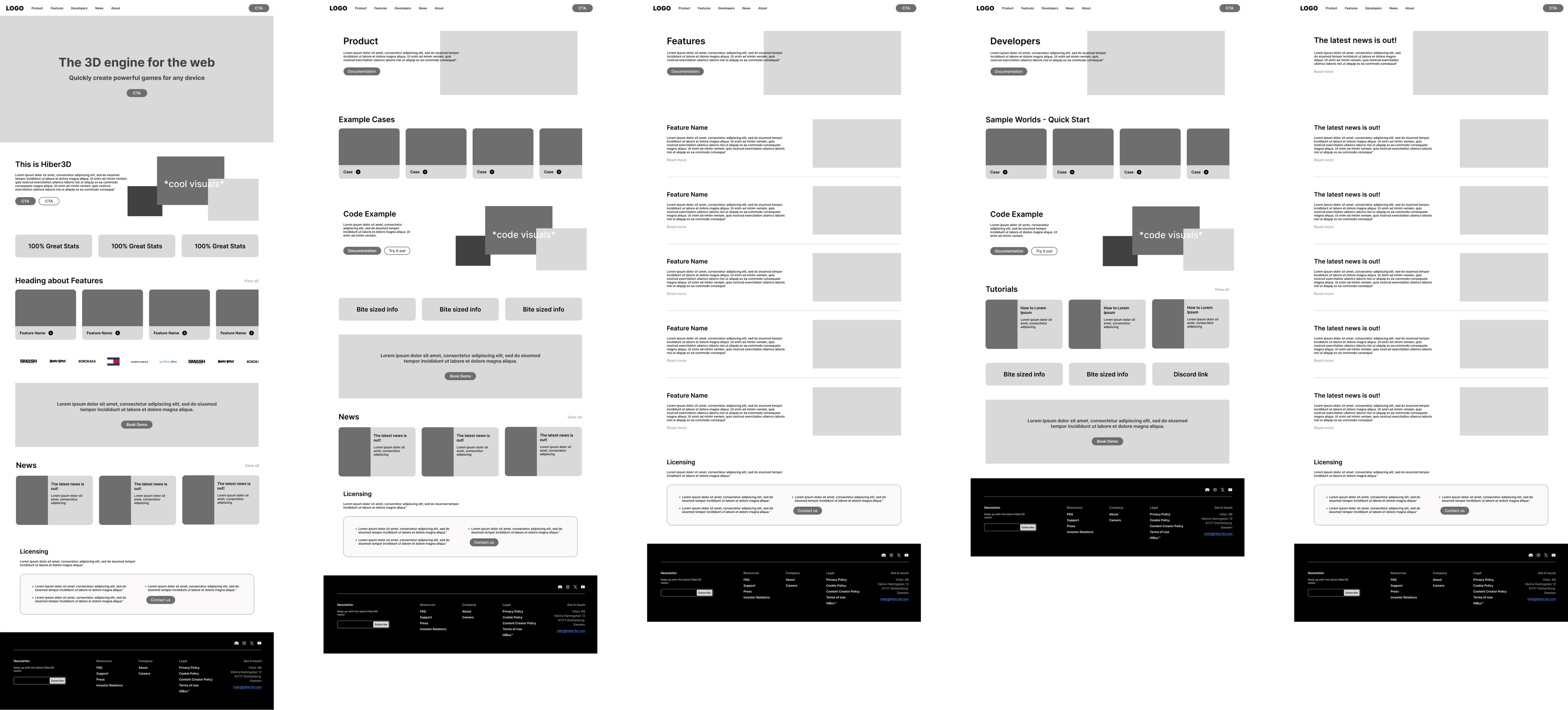 Wireframes for Hiber3D